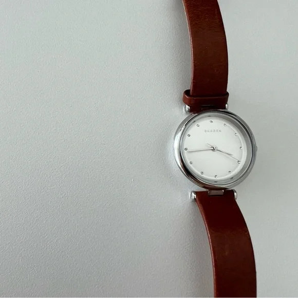 Skagen Tanja Silver Dial Ladies Leather Watch - Picture 5 of 7